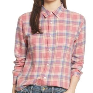 Frame Denim True Plaid Red Button Down Shirt S